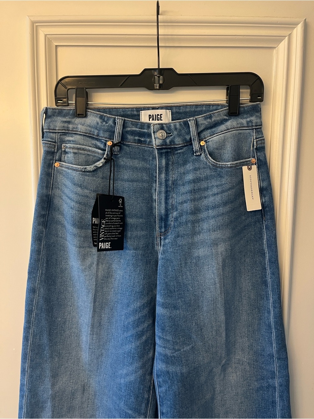 PAIGE Anessa Wide Leg raw hem jeans in Mesmerize - Picture 8 of 10